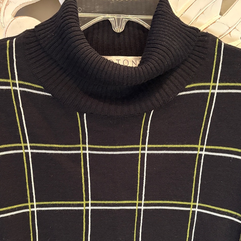 Norton Black Plaid Turtleneck Cozy Sweater